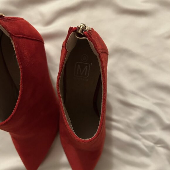 Red Suede High Heeled Ankle Boots - Size 8 - Maker's - Picture 7 of 10